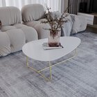 Mesa De Centro Trude Organica 35cm X 90cm X 60cm Branco / Dou