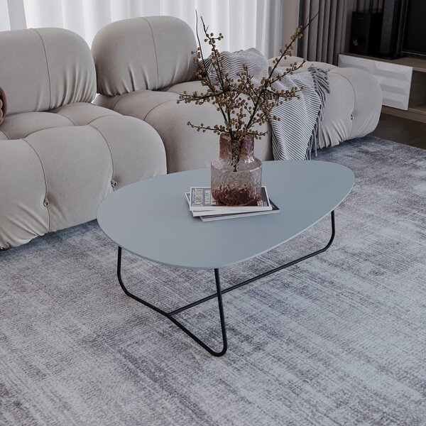 Mesa De Centro Trude Organica 35cm X 90cm X 60cm Cristal / Pr