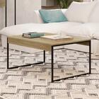 Mesa De Centro Tubo Preto Tampo Noce Carraro