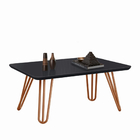 Mesa De Centro Turquesa 70 X 40 Cm Pé Cobre Bisart Decor Preto