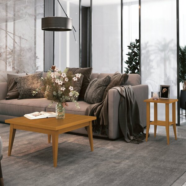 Mesa De Centro Veneto Edn Móveis Cedro Natural