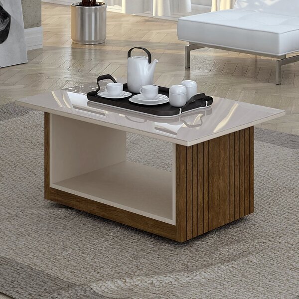 Mesa De Centro Veneza Valdemóveis Ipê/off White