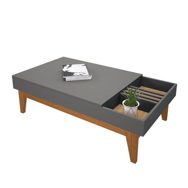 Mesa De Centro Virtus Cinza Moonstone / Freijó - Fdecor
