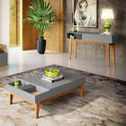 Mesa De Centro Vitta 2 Nichos Cinza Moonstone Freijó Bnn Decor