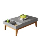 Mesa De Centro Vitta 2 Nichos Cinza Moonstone Freijó Bnn Decor