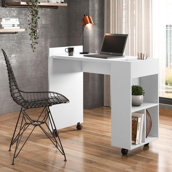 Mesa De Computador 1 Prateleira Luna Branco