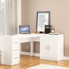 Mesa de Computador 2 Portas 3 Gavetas Branco Espanha Politorno