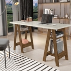 Mesa De Computador Cavalete Castanho Off White