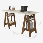Mesa De Computador Cavalete Castanho Off White