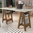 Mesa De Computador Cavalete Castanho Off White