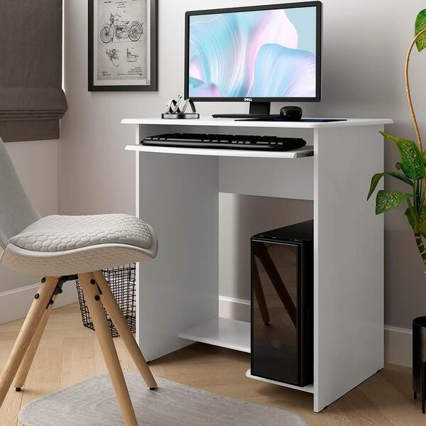 Mesa De Computador Com Espaço Para Teclado Branco Prática E J | Leroy ...
