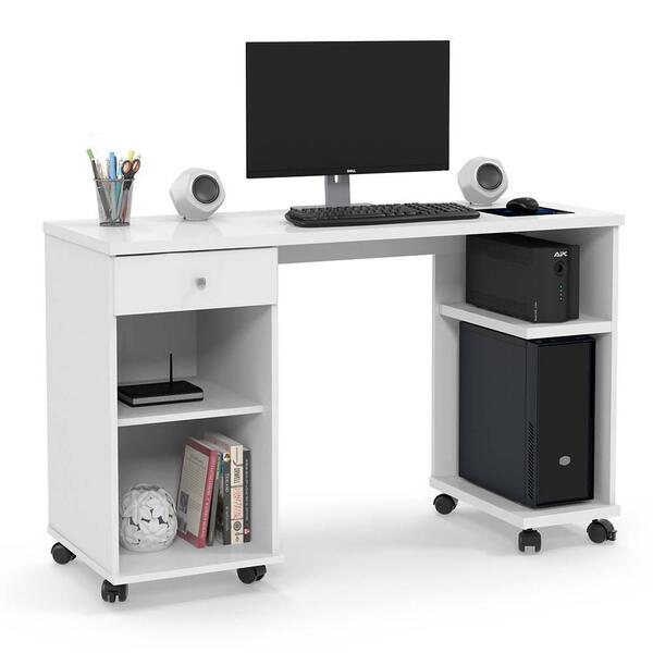 Mesa De Computador Com Gaveta E Nichos Million Branco