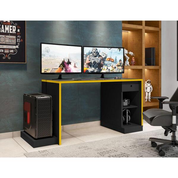 Mesa De Computador Drx 3000 - Preto / Amarelo