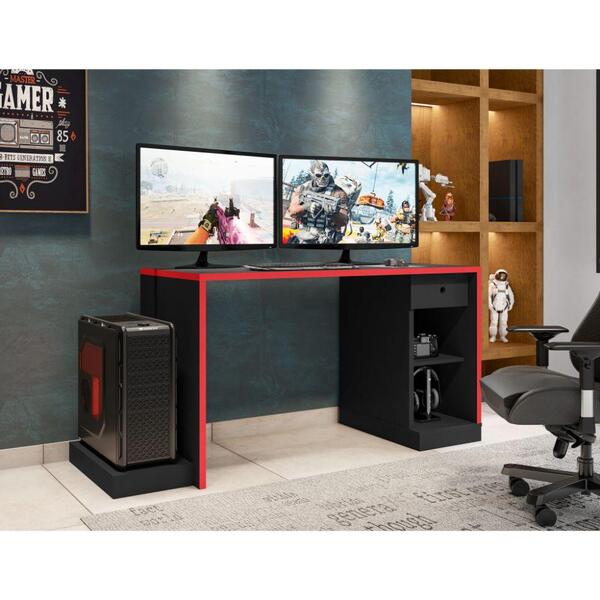 Mesa De Computador Drx 3000 - Preto / Vermelho