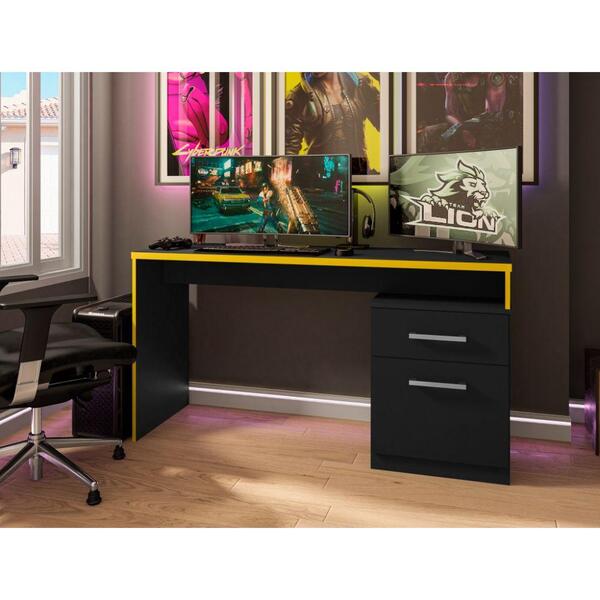 Mesa De Computador Drx 4000 - Preto / Amarelo