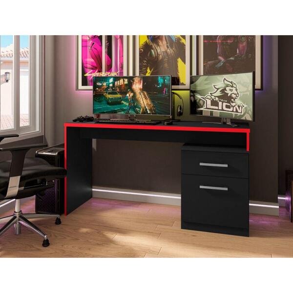 Mesa De Computador Drx 4000 - Preto / Vermelho