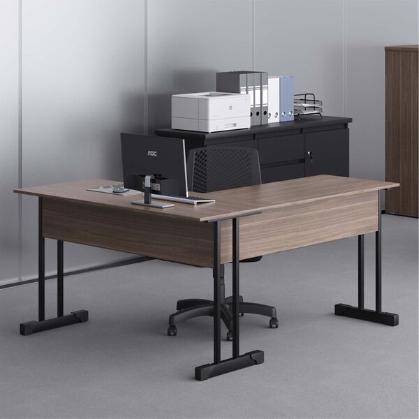 Mesa De Computador Em L Com Gaveta Lima Affara Preto