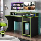 Mesa De Computador Gamer Escritório Suri Preto Com Verde