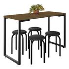 Mesa De Cozinha Bistrô Porto Castanho 120cm Com 4 Banquetas I