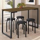 Mesa De Cozinha Bistrô Porto Castanho 120cm Com 4 Banquetas I