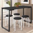 Mesa De Cozinha Bistrô Porto Preto 120cm Com 4 Banquetas Indu