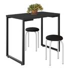 Mesa De Cozinha Bistrô Porto Preto 90cm Com 2 Banquetas Indus