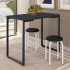Mesa De Cozinha Bistrô Porto Preto 90cm Com 2 Banquetas Indus