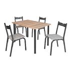 Mesa De Cozinha Com 4 Cadeiras Preto Carvalho Manteiga Alexia