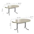 Mesa De Cozinha Extensível Oval Mascavo Bege E Cromada 137 Cm