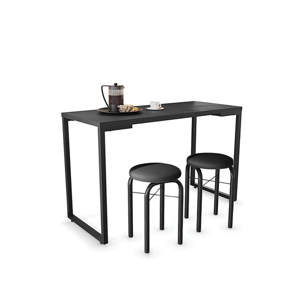 Mesa De Cozinha Industrial Porto Preto 120 Cm Com 02 Banqueta