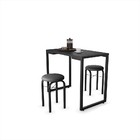 Mesa De Cozinha Industrial Porto Preto 90 Cm Com 02 Banquetas