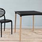 Mesa De Cozinha Quadrada Atto Rattan Pés Em Madeira Preta