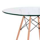 Mesa De Cozinha Redonda Com Tampo De Vidro Well Incolor E Nat