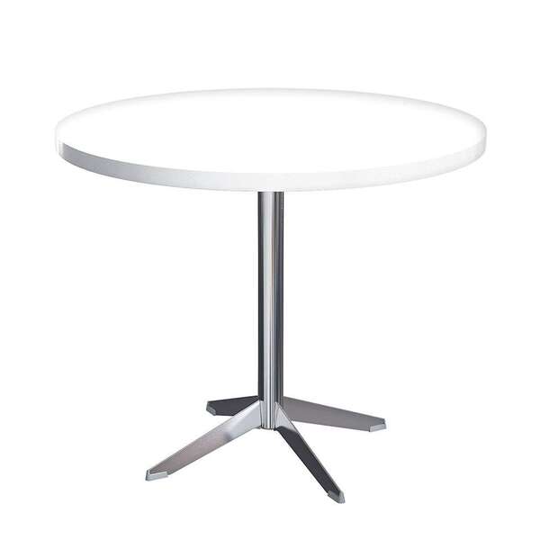 Mesa De Cozinha Redonda Scarlet Branca E Cromada 90 Cm