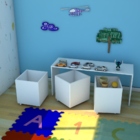 Mesa De Criança 116x37cm Com 3 Baús  Branco