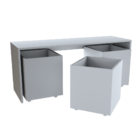 Mesa De Criança 116x37cm Com 3 Baús  Branco