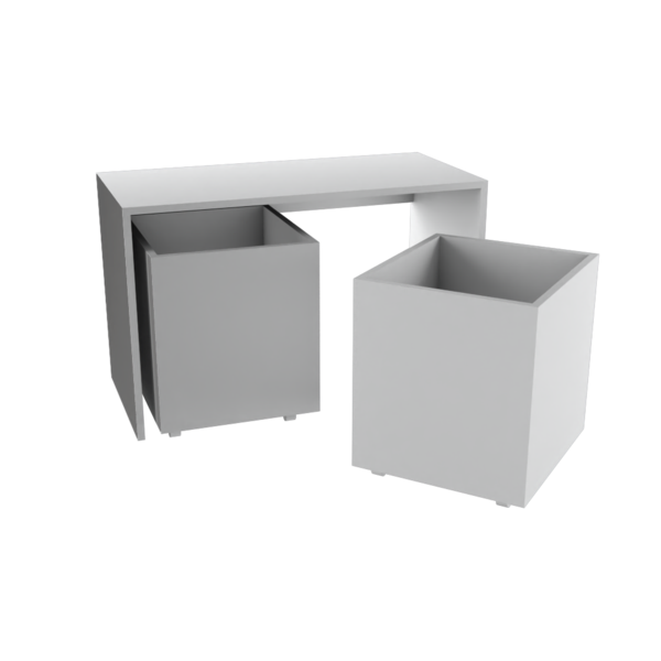 Mesa De Criança 78x37cm Com 2 Baús  Branco