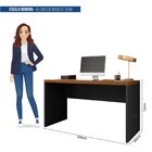 Mesa De Escritório 136cm Tampo Tamburato Studio Nogueira Caie
