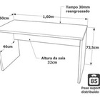 Mesa De Escritório 1.60x60 Tampo 30mm Netmobil - Dubai