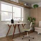 Mesa De Escritório Alphaville Off White E Amêndoa