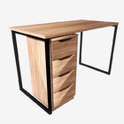 Mesa De Escritório C/ Gaveteiro 4 Gavetas Cor Mel Kit Moderno