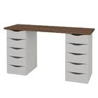 Mesa De Escritório Com 10 Gavetas Maryland Nogal Branco