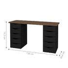 Mesa De Escritório Com 10 Gavetas Maryland Nogal Preto