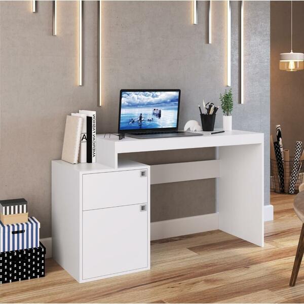 Mesa De Escritório Com 1 Porta E 1 Gaveta Branco