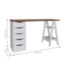 Mesa De Escritório Com 5 Gavetas Mississipi Nogal Branco