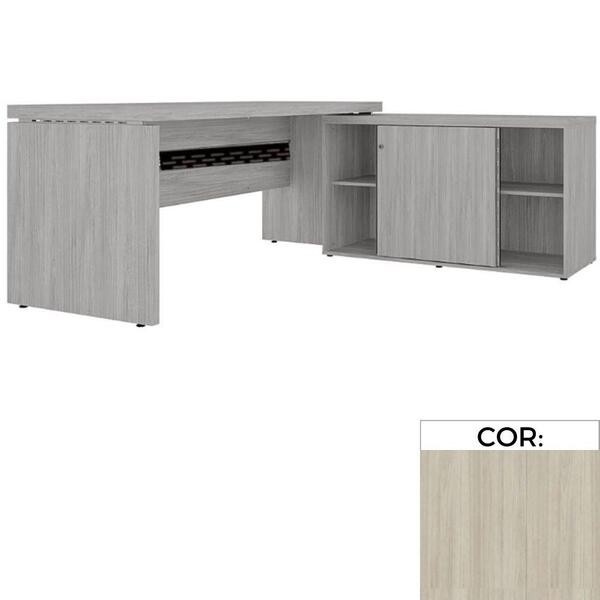 Mesa De Escritório Com Balcão E Prateleiras Pe50 Em Mdp 160 X