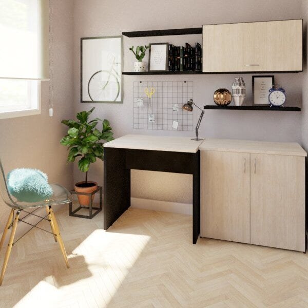 Mesa De Escritório Corp 25mm 90cm Bramov Móveis Preto/geneve