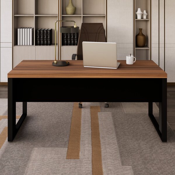 Mesa De Escritório Diretor Com Tampo 170cm Preto E Marrom Yes