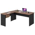 Mesa De Escritório Em L 160x160 2 Gavetas Nogal/preto Ônix