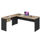 Mesa De Escritório Em L 180x160 Carvalho E Preto Ônix